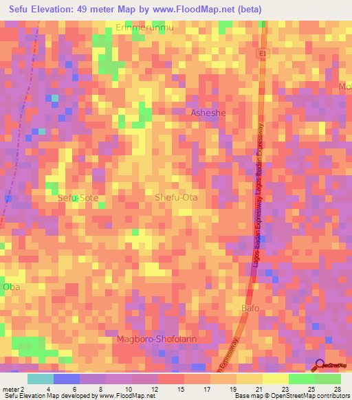 Sefu,Nigeria Elevation Map