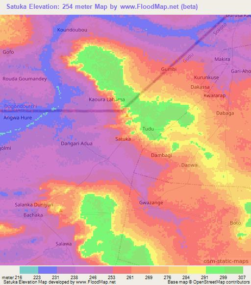 Satuka,Nigeria Elevation Map