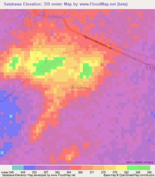 Satabawa,Nigeria Elevation Map