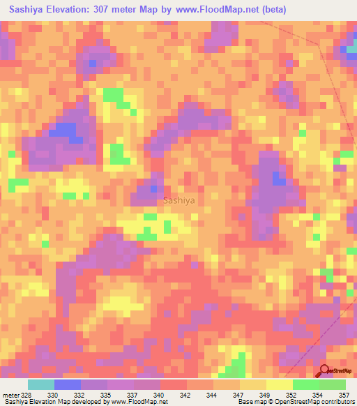 Sashiya,Nigeria Elevation Map