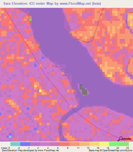 Sara,Nigeria Elevation Map