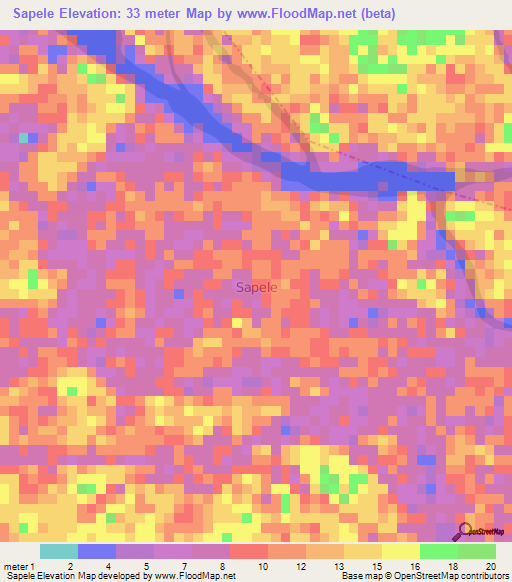 Sapele,Nigeria Elevation Map