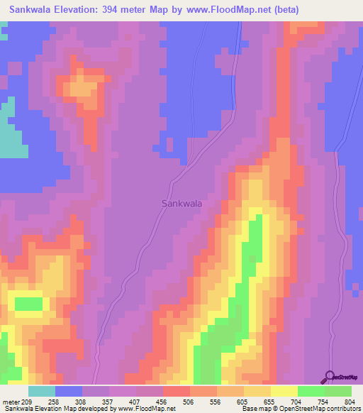 Sankwala,Nigeria Elevation Map