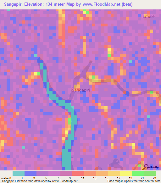 Sangapiri,Nigeria Elevation Map