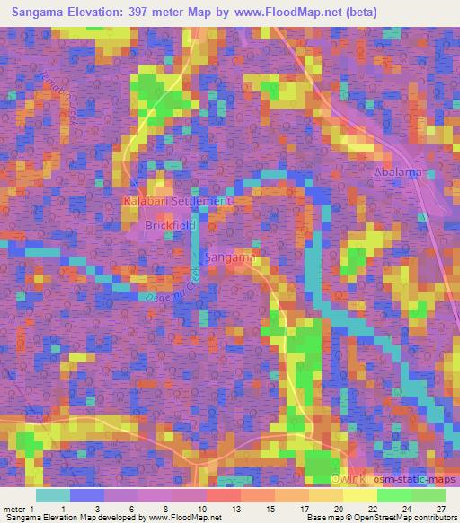 Sangama,Nigeria Elevation Map