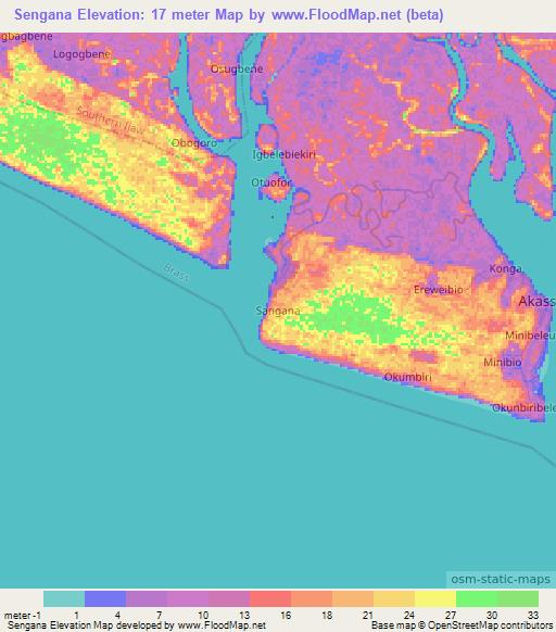 Sengana,Nigeria Elevation Map