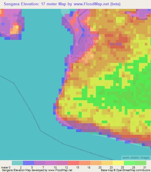 Sengana,Nigeria Elevation Map