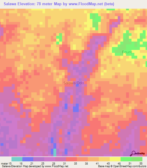 Salawa,Nigeria Elevation Map