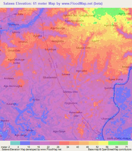 Salawa,Nigeria Elevation Map