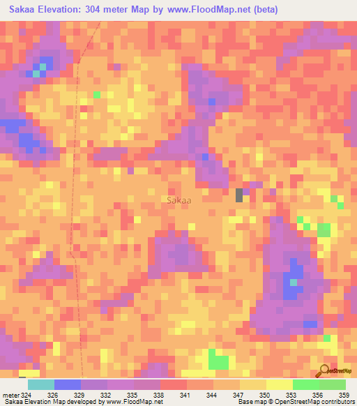 Sakaa,Nigeria Elevation Map