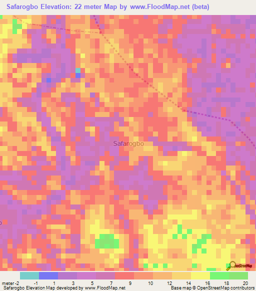 Safarogbo,Nigeria Elevation Map