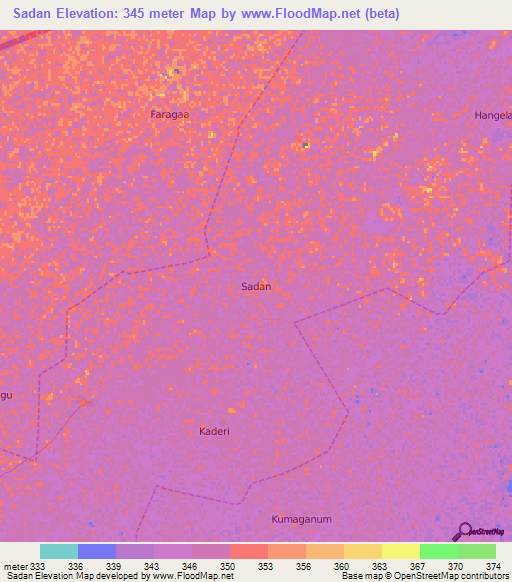 Sadan,Nigeria Elevation Map