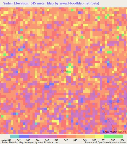 Sadan,Nigeria Elevation Map