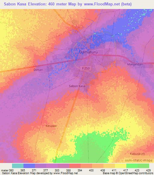 Sabon Kasa,Nigeria Elevation Map