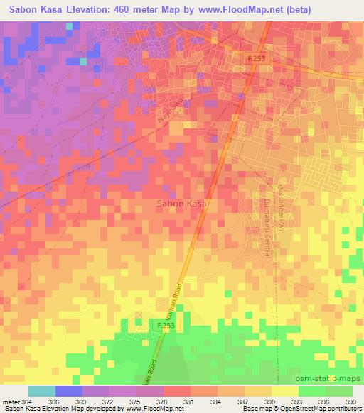 Sabon Kasa,Nigeria Elevation Map