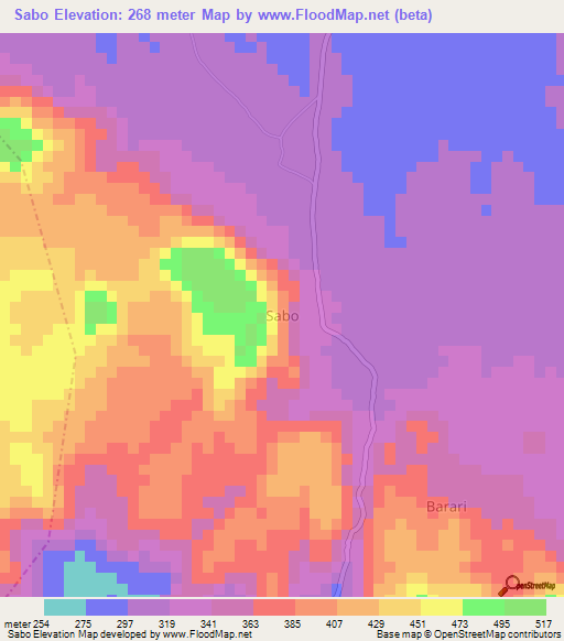 Sabo,Nigeria Elevation Map