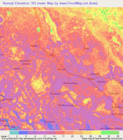 Rumuji,Nigeria Elevation Map