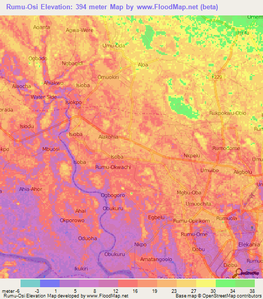 Rumu-Osi,Nigeria Elevation Map