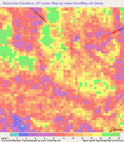 Rumuchie,Nigeria Elevation Map