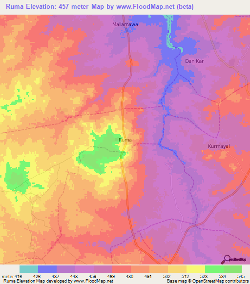 Ruma,Nigeria Elevation Map