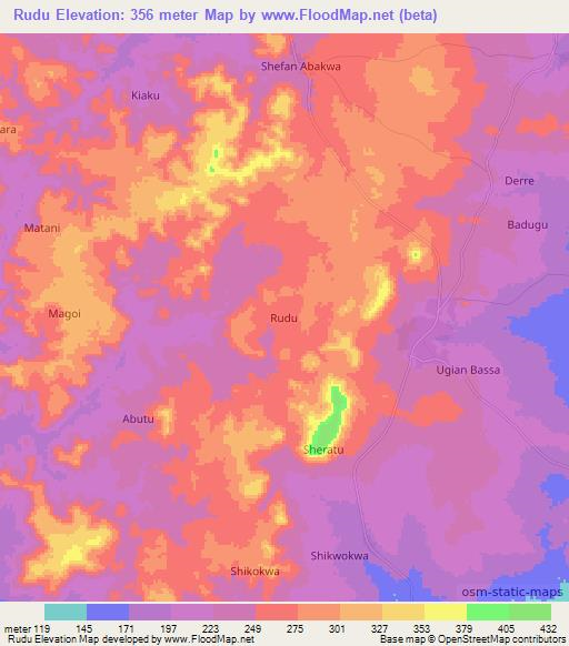 Rudu,Nigeria Elevation Map