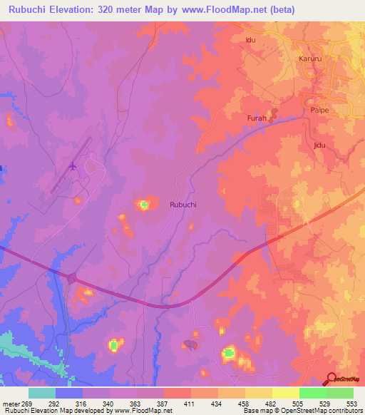 Rubuchi,Nigeria Elevation Map