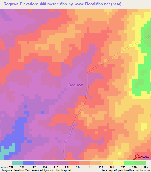 Roguwa,Nigeria Elevation Map