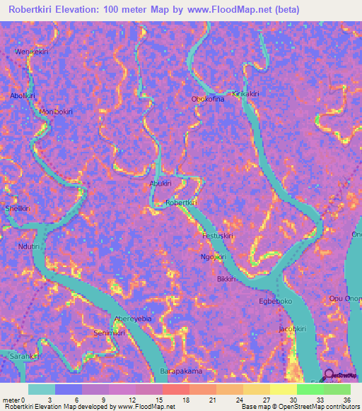 Robertkiri,Nigeria Elevation Map