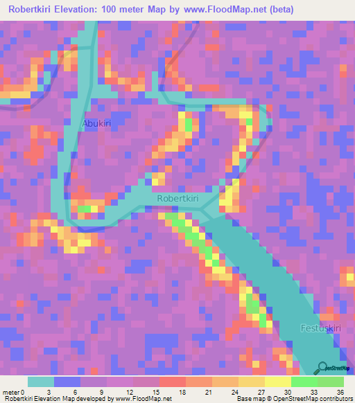 Robertkiri,Nigeria Elevation Map