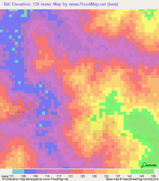 Riti,Nigeria Elevation Map