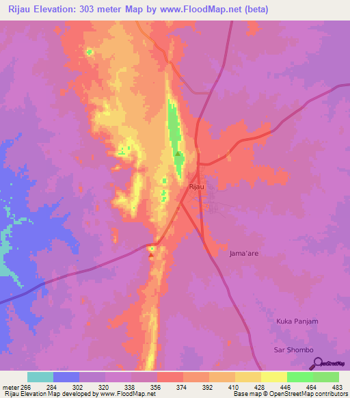 Rijau,Nigeria Elevation Map