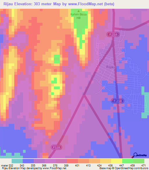 Rijau,Nigeria Elevation Map