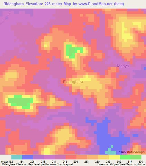 Ridengbara,Nigeria Elevation Map