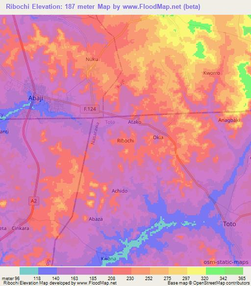 Ribochi,Nigeria Elevation Map