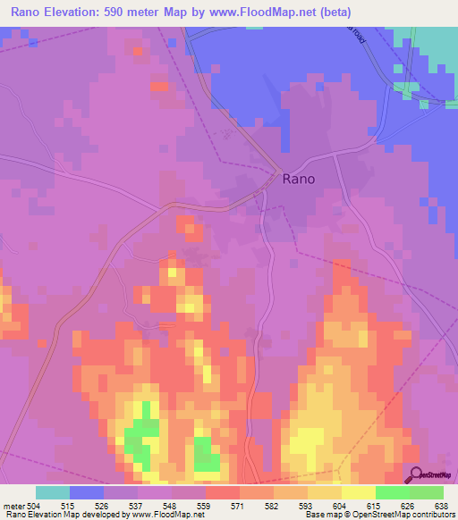 Rano,Nigeria Elevation Map