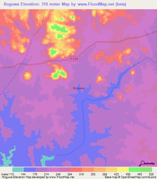 Roguwa,Nigeria Elevation Map