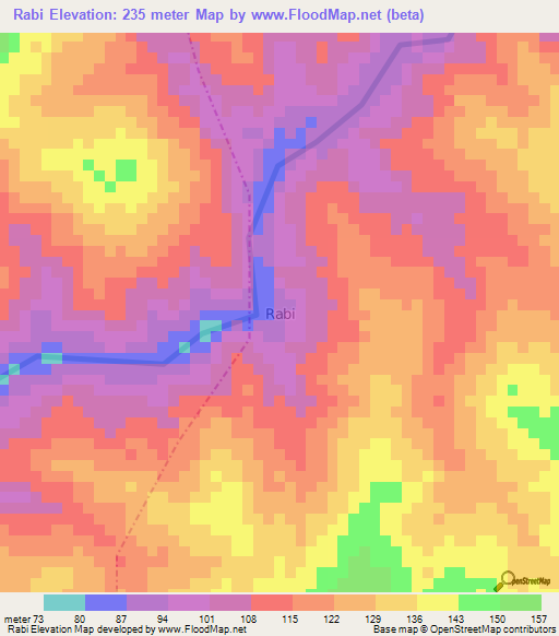 Rabi,Nigeria Elevation Map