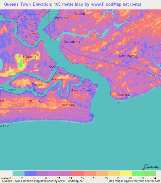 Queens Town,Nigeria Elevation Map