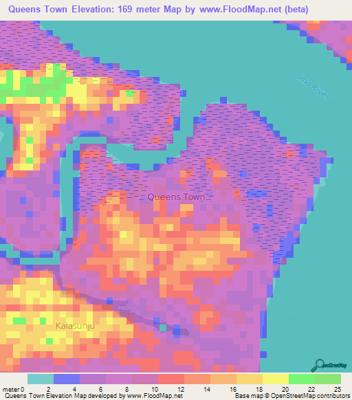 Queens Town,Nigeria Elevation Map