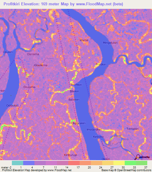 Profitkiri,Nigeria Elevation Map