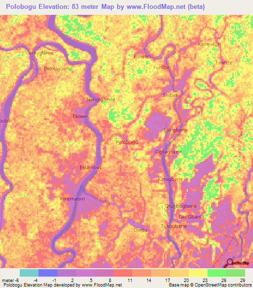 Polobogu,Nigeria Elevation Map