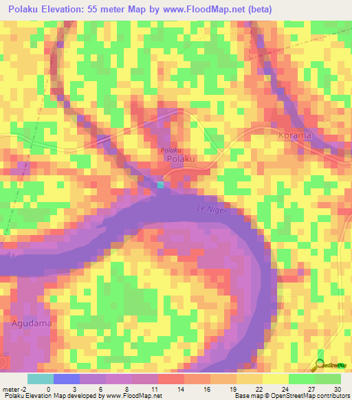 Polaku,Nigeria Elevation Map