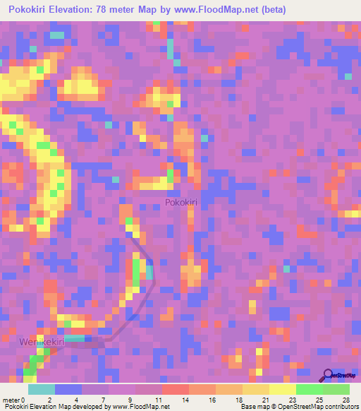 Pokokiri,Nigeria Elevation Map