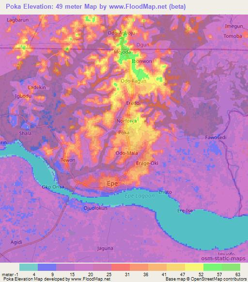 Poka,Nigeria Elevation Map