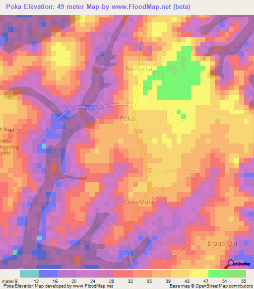 Poka,Nigeria Elevation Map