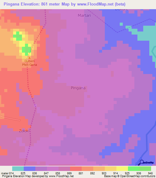 Pingana,Nigeria Elevation Map