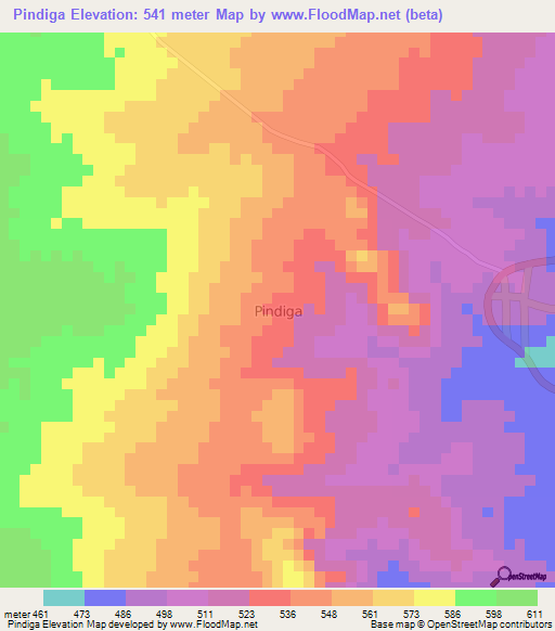 Pindiga,Nigeria Elevation Map