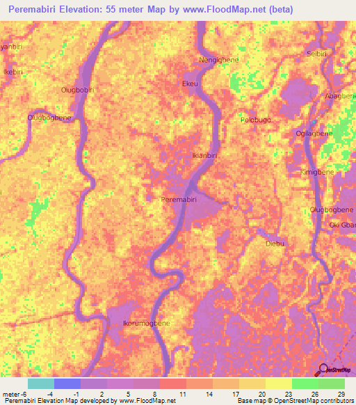 Peremabiri,Nigeria Elevation Map