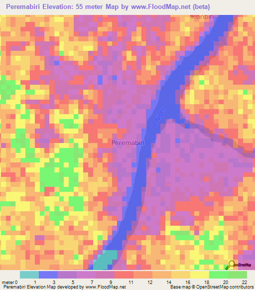 Peremabiri,Nigeria Elevation Map