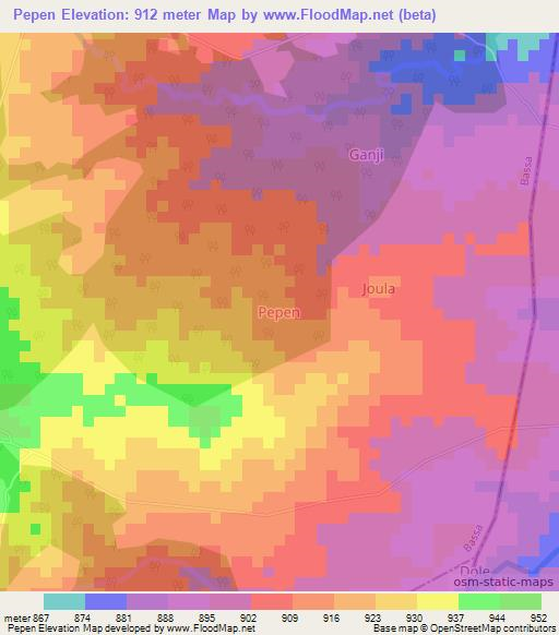 Pepen,Nigeria Elevation Map